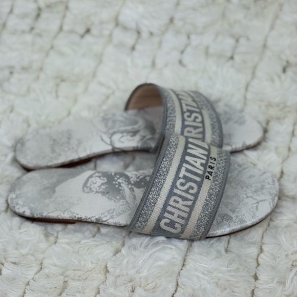Dior Women's Size 38 Slide Embroidered Cotton - Picture 2 of 11